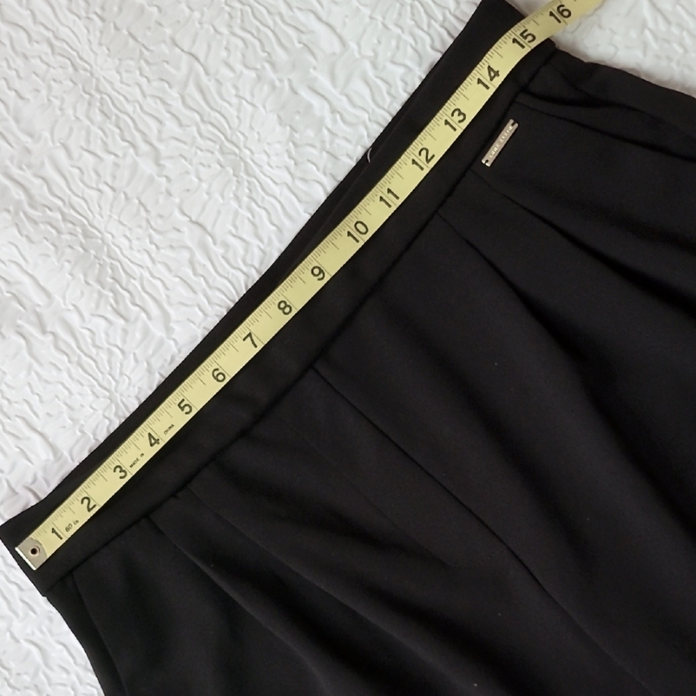 Ann Klein Black Pleaded Wide Leg Highwaist Pull On Ankle Pants, Size M - Picture 9 of 16